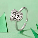925 Sterling Silver Oxidized Silver Dog Ring for Women-2