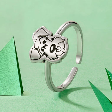 925 Sterling Silver Oxidized Silver Dog Ring for Women - 0