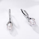 925 Sterling Silver Oxidized Silver Freshwater Pearl Earrings-5