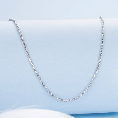 925 Sterling Silver White Gold Plated 40+5cm Necklace for Women - 0