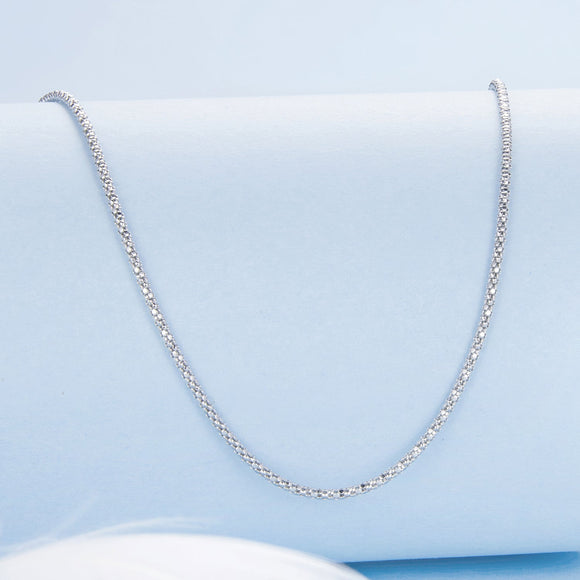 925 Sterling Silver White Gold Plated 40+5cm Necklace for Women