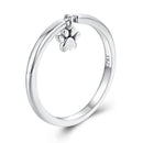 925 Sterling Silver Oxidized Round Paw Print Ring Size 6.0 for Women-1