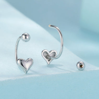 925 Sterling Silver Earrings with White Gold Plating, 1.3x0.58cm for Women - 0