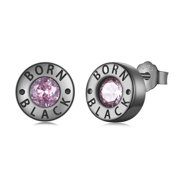 925 Sterling Silver Earrings with Black Gold Plating and CZ - 0