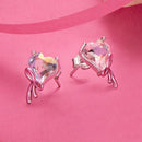 925 Sterling Silver Enamel Earrings with Transparent Glass for Women-4
