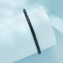 925 Sterling Silver Leather Rope Bracelet 17cm for Men-2