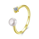 925 Sterling Silver Moissanite Quality Shell Pearl Ring for Women - Size E-4