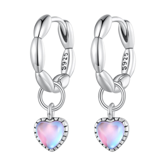 S925 Sterling Silver Earrings with Transparent Glass for Women