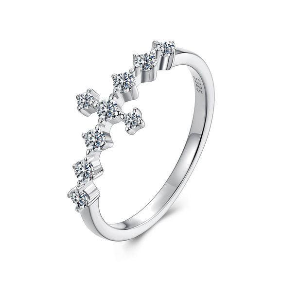 925 Sterling Silver Moissanite 0.15-0.20 Carat Ring for Women, Size 6