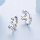 925 Sterling Silver Hoop Earrings with White Gold Plating and CZ Stones-3