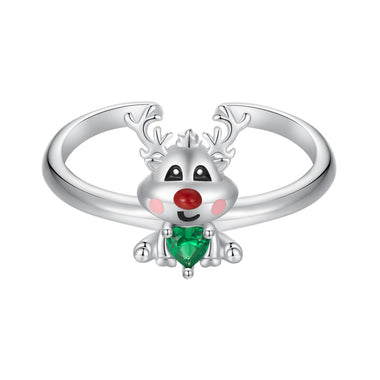 925 Sterling Silver Enamel Pavé CZ Ring - 0