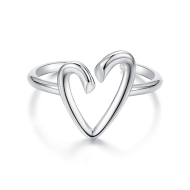 925 Sterling Silver Oxidized Silver Heart Ring for Women