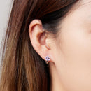 925 Sterling Silver Enamel Earrings with CZ - 1.2x0.7cm, Oxidized Finish for Women-6
