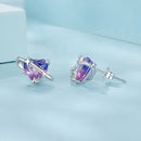 925 Sterling Silver Earrings with CZ and Transparent Glass in White Gold Plating for Women-5