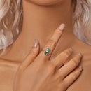 925 Sterling Silver White Gold Plated Opal Enamel Ring-7