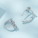 925 Sterling Silver Earrings with Pavé Setting CZ, Oxidized Finish, 1.3cm for Women-4