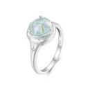 925 Sterling Silver Ring Size 6.0 with 11mm CZ & Transparent Glass for Women-2