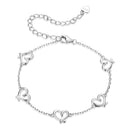 925 Sterling Silver 15+6cm 0.8cm Heart White Gold Plated Bracelet for Women-2