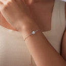 925 Sterling Silver White Gold Plated Bracelet with Synthetic Opal - Length 15+6cm for Women-6