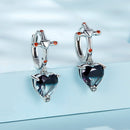 925 Sterling Silver Earrings with Pavé Setting CZ - Oxidized Silver - 2.3cm x 0.9cm - For Women-2