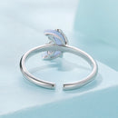 925 Sterling Silver Luminous Stone 0.80cm Moon Ring for Women-4