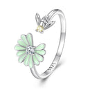 925 Sterling Silver Enamel CZ Plated Platinum Ring-2