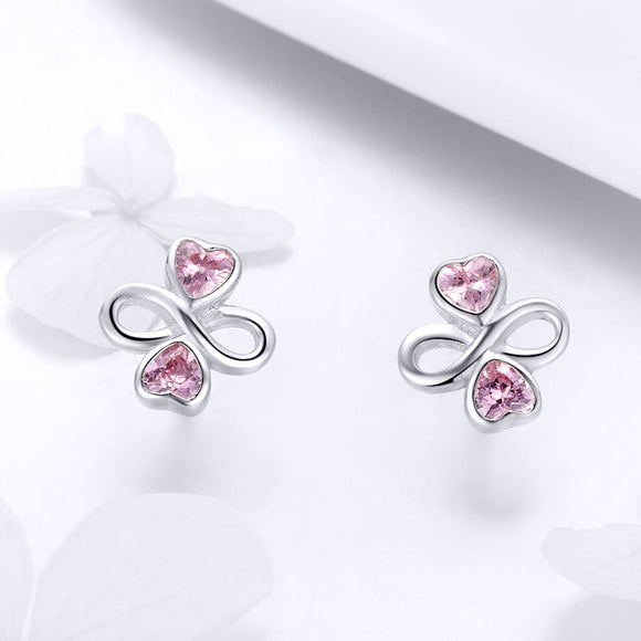 925 Sterling Silver Platinum Plated Pavé Setting CZ Earrings