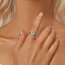 925 Sterling Silver Ring Size 6.0 with 11mm CZ & Transparent Glass for Women-7