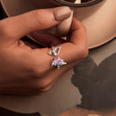 925 Sterling Silver Ring with Pavé Setting CZ, White Gold Plated, 1.7mm Width, for Women-6