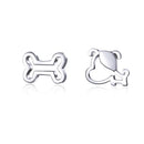 925 Sterling Silver Earrings for Women, 0.5-0.6cm, Bone and Dog Design, Platinum Plated-1