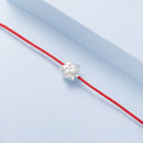 925 Sterling Silver Bracelet with White Gold Plating and Cotton Cord for Women-5