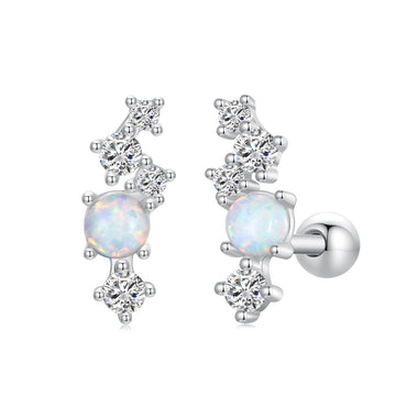 925 Sterling Silver Translucent Opal CZ Earrings for Women - 0