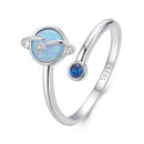 925 Sterling Silver Ring with Pavé Setting, White Gold Plated, with Translucent Opal for Women-1