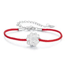 925 Sterling Silver Bracelet with White Gold Plating and Cotton Cord for Women-2