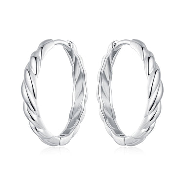 925 Sterling Silver Plated White Gold Earrings for Women - Size 11*3mm - 0