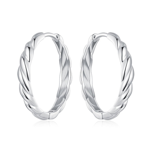 925 Sterling Silver Plated White Gold Earrings for Women - Size 11*3mm