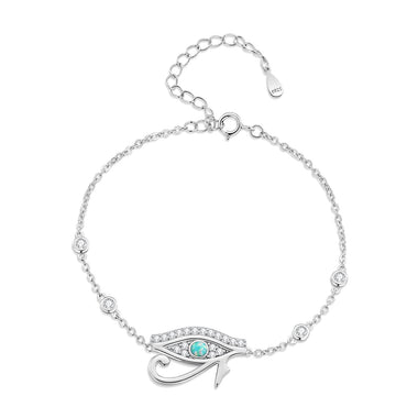 925 Sterling Silver Pavé Setting CZ & Translucent Opal Bracelet 160+50mm for Women - 0