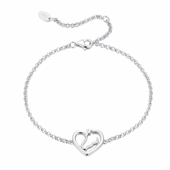 925 Sterling Silver Plated White Gold Bracelet 21cm for Women