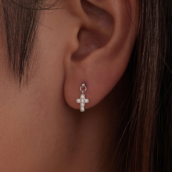 925 Sterling Silver White Gold Plated Pavé Setting CZ Earrings for Women