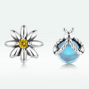 925 Sterling Silver Ladybird Earrings with Pavé Set CZ, 0.7cm for Women-6