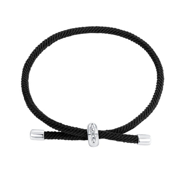 925 Sterling Silver and White Gold Plated Rope Bracelet for Men