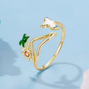 925 Sterling Silver Enamel Pavé Setting CZ Gold Plated Ring for Women-2
