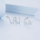 925 Sterling Silver Earrings with Plated Platinum and Pavé Setting CZ, 1.5x2.2cm for Women-3