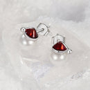925 Sterling Silver White Gold Plated Enamel Earrings with Shell Pearl for Women-3