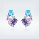 925 Sterling Silver Earrings with Transparent Glass, 1.6*1.1cm for Women-4