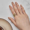 925 Sterling Silver Enamel Pavé Setting CZ Oxidized Silver Ring-5