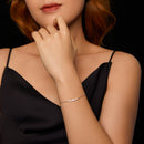 925 Sterling Silver Moissanite Bracelet for Women, Plated White Gold, 15+6cm-7