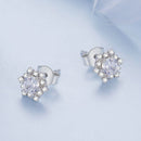 925 Sterling Silver Pavé Setting CZ Platinum Plated Earrings-4