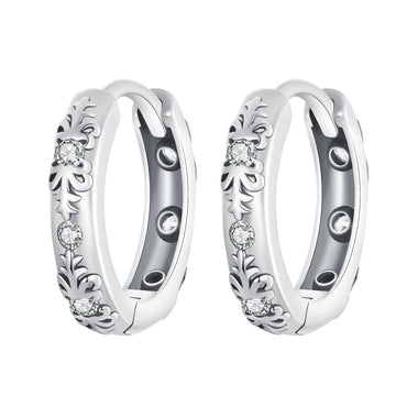 925 Sterling Silver Earrings with Oxidized Finish and Pavé Setting CZ for Women