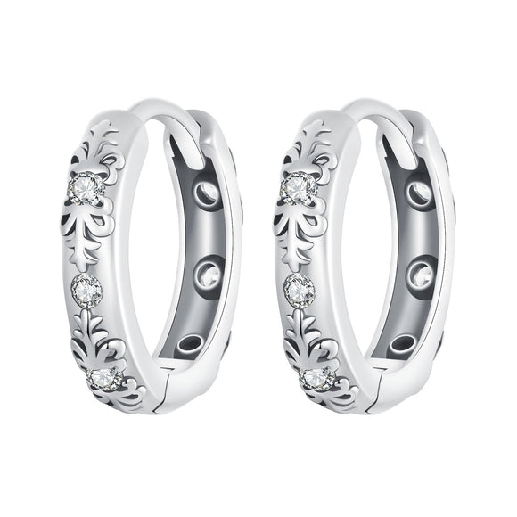 925 Sterling Silver Earrings with Oxidized Finish and Pavé Setting CZ for Women